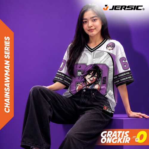 JERSIC - Jersey Anime Ungu Chainsaw Man Reze 60 Oversize Streetwear Dry Fit Unisex