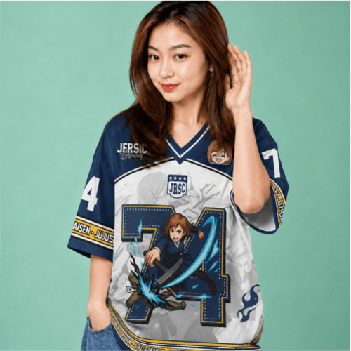 JERSIC - Jersey Anime Navy Jujutsu Kaisen Nobara 74 Oversize Streetwear Dry Fit Unisex