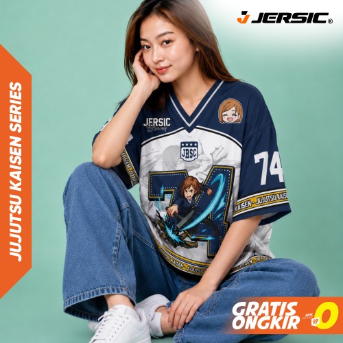 JERSIC - Jersey Anime Navy Jujutsu Kaisen Nobara 74 Oversize Streetwear Dry Fit Unisex