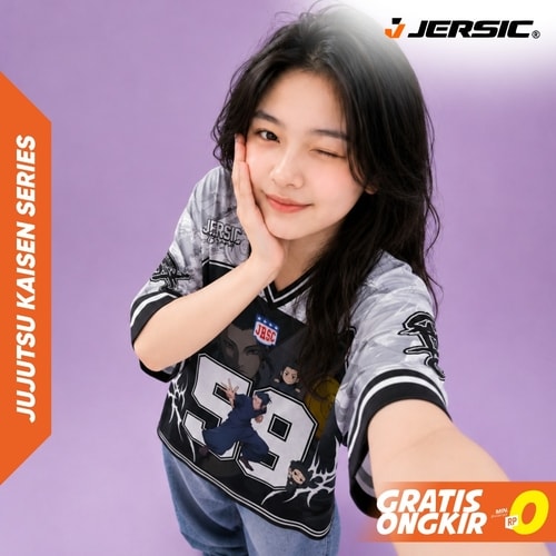 JERSIC - Jersey Anime Hitam Jujutsu Kaisen Geto 59 Oversize Streetwear Dry Fit Unisex