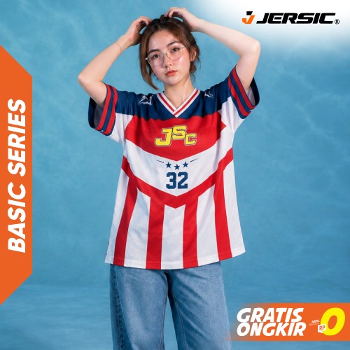 JERSIC - Jersey Basic Navy Merah Number Series 32 Oversize Streetwear Dry Fit Unisex