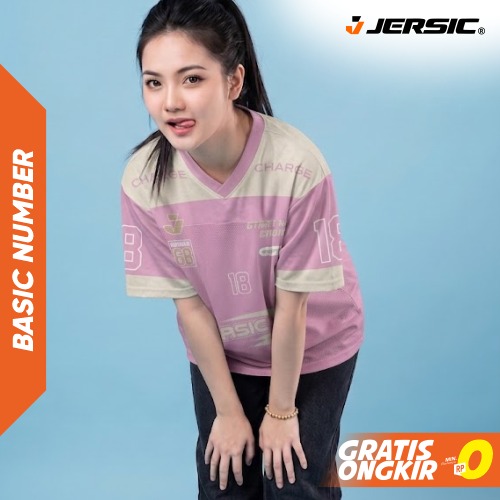 JERSIC - Jersey Basic Pink Number Series 18 Unisex Oversize Streetwear Dry Fit