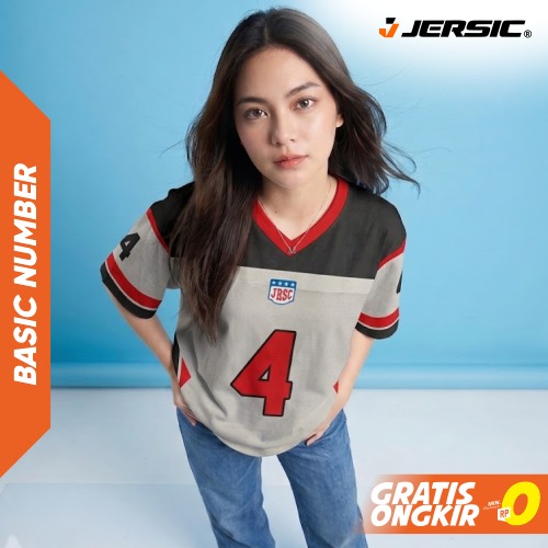 JERSIC - Jersey Basic Abu Merah Number Series 4 Oversize Streetwear Dry Fit Unisex