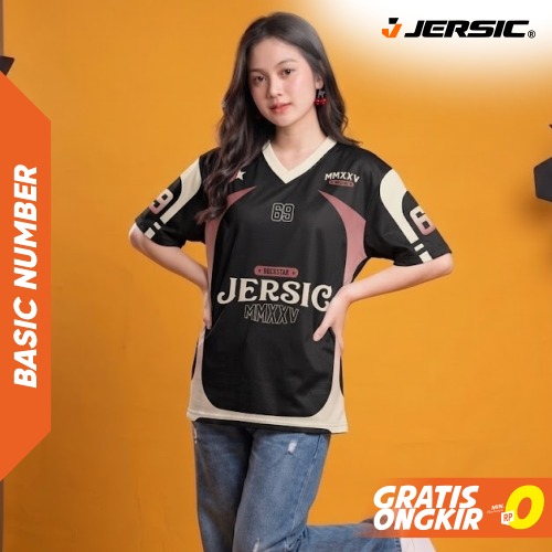 JERSIC - Jersey Basic Hitam Number Series 69 Oversize Streetwear Dry Fit Unisex