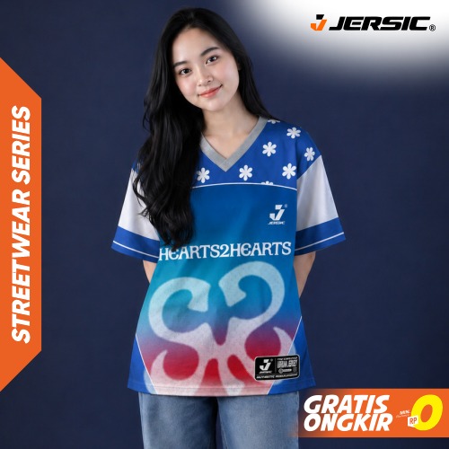 JERSIC - Jersey K-Pop Biru Hearts2Hearts Focus Oversize Streetwear Dry Fit Unisex