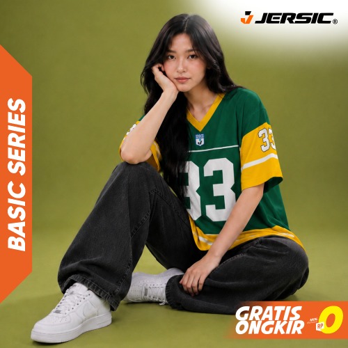 JERSIC - Jersey Basic Hijau Number Series 33 Unisex Oversize Streetwear Dry Fit