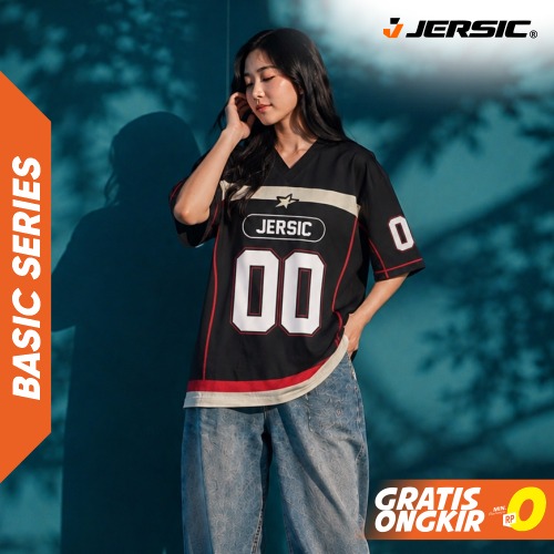 JERSIC - Jersey Basic Hitam Number Series 00 Oversize Streetwear Dry Fit Unisex