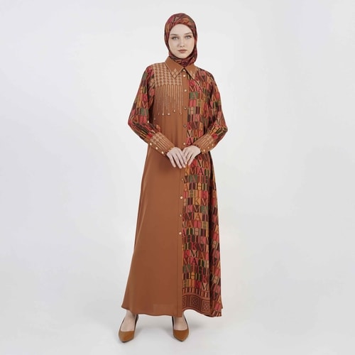 HIKMAT A1377 - Letter Mosaic Abaya