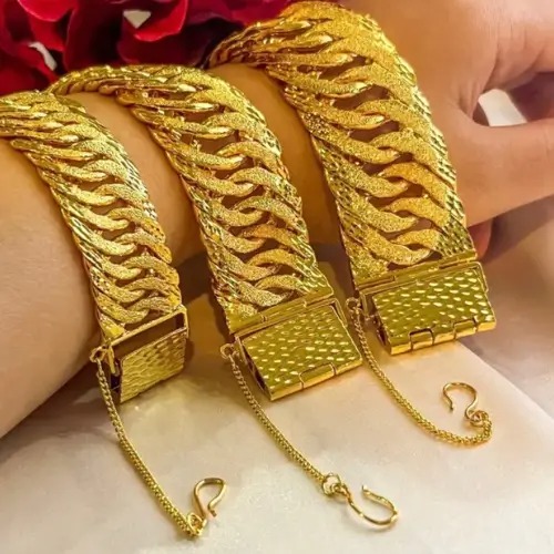 Gelang Rantai Tangan Lipan Kait Pasir Emas Indonesia Cop 916