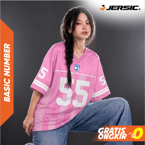 JERSIC - Jersey Basic Pink Number Series 55 Oversize Streetwear Dry Fit Unisex