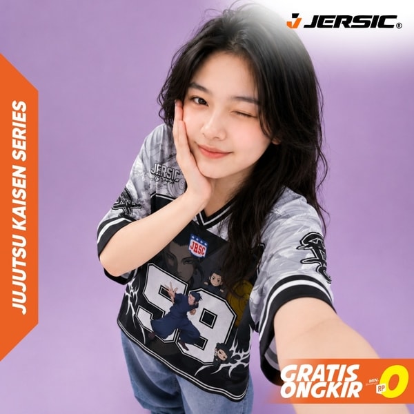 JERSIC - Jersey Anime Hitam Jujutsu Kaisen Geto 59 Oversize Streetwear Dry Fit Unisex