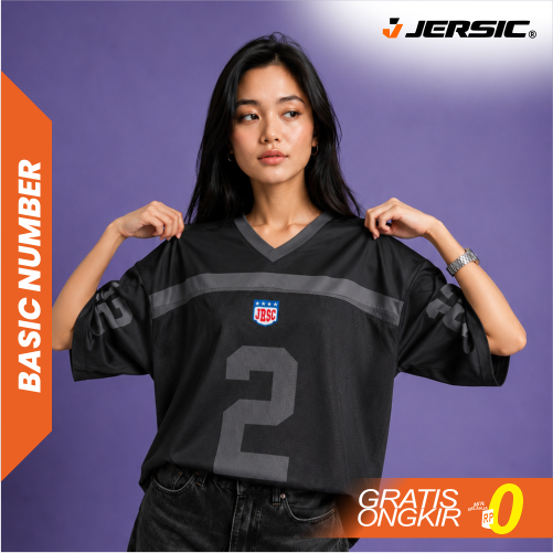 JERSIC - Jersey Basic Hitam Number Series 2 Oversize Streetwear Dry Fit Unisex