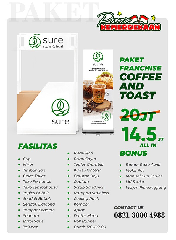 paket usaha coffee and toast sure coffee 14 jutaan siap jualan
