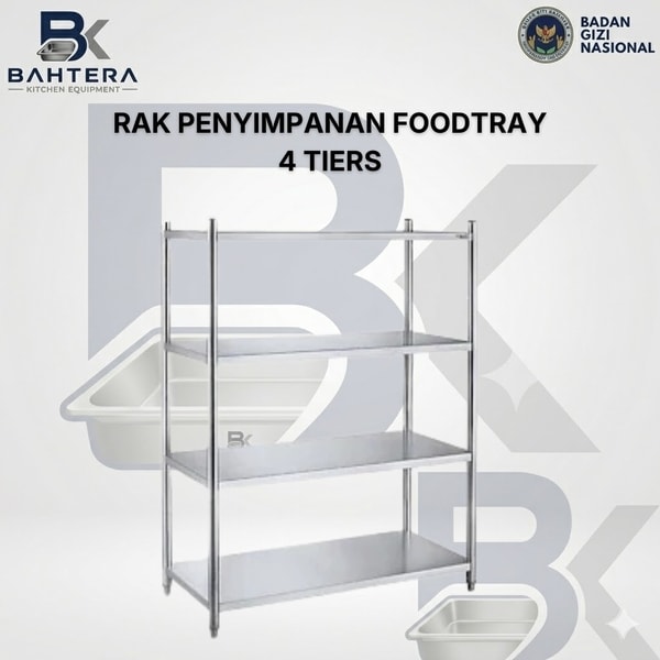 rak penyimpanan food tray, rak food tray 4 tiers, rak food tray stainless steel, rak food tray mbg, rak nampan makan, rak ompreng makan, rak penyimpanan tray makanan, rak dapur komersial, rak stainless steel 4 tingkat, rak katering, rak restoran, rak sekolah, rak rumah sakit, perlengkapan dapur mbg, kitchen equipment mbg, rak penyimpanan makanan, rak tray stainless steel, supplier rak food tray, distributor kitchen equipment, bahtera kitchen equipment