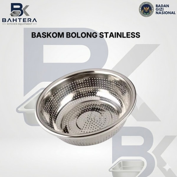 baskom bolong stainless, baskom stainless steel, baskom saringan stainless, baskom tiris stainless, baskom food grade, peralatan dapur MBG, dapur makan bergizi gratis, perlengkapan dapur sekolah, baskom cuci sayur, baskom cuci buah, peralatan dapur industri, perlengkapan katering, alat dapur stainless, baskom anti karat, peralatan pengolahan makanan, dapur komunal, kitchen equipment MBG, baskom perforated stainless, alat persiapan makanan, perlengkapan dapur pemerintah