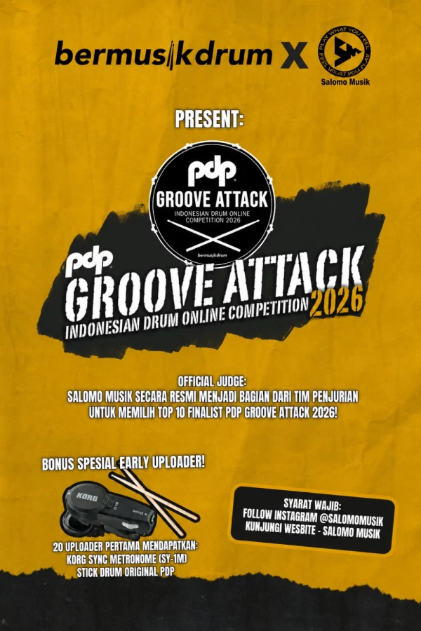 Bermusik Drum X Salomo Musik Present: PDP Groove Attack Indonesian Drum Online Competition 2026 Resmi Dibuka