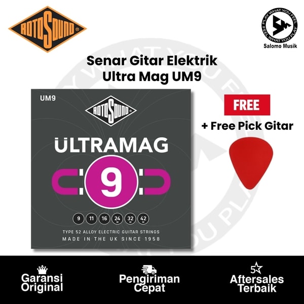 Senar Gitar Elektrik Rotosound UM9 Ultra Mag 9 + Free Pick Gitar
