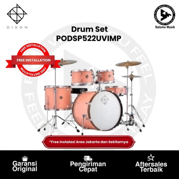 Drum Set Dixon PODSP522UVIMP Pink Soar Drum + Stand Cymbal Not Include