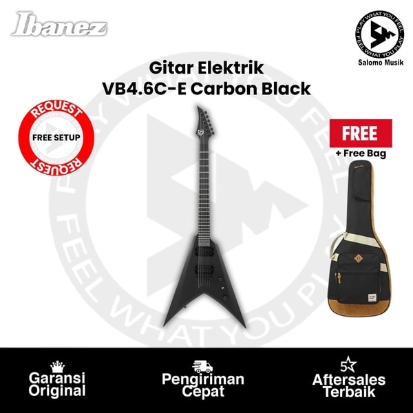 Gitar Elektrik Solar VB4.6C-E Carbon Black Original + Free Bag + Free Request Set Up
