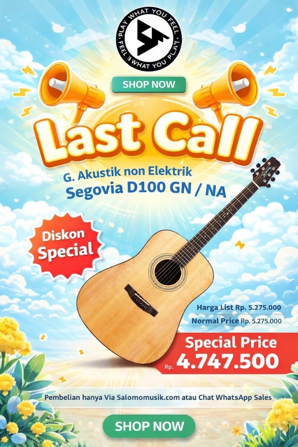 LAST CALL! Gitar Akustik Non Elektrik Segovia D100 GN/NA Harga Spesial!