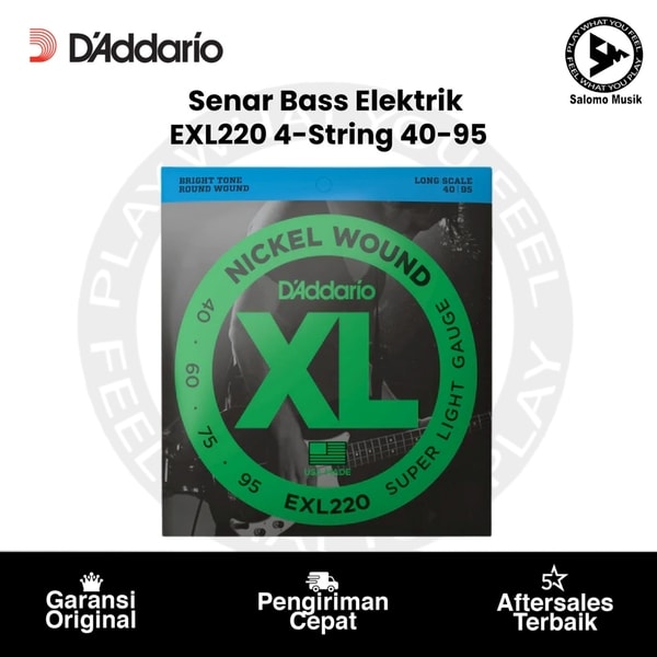 Senar Bass Elektrik D'Addario EXL220 Nickel Wound Super Light Long Scale 40-95 Original