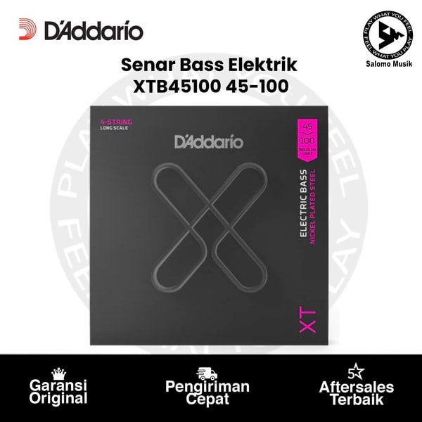 Senar Bass Elektrik D'Addario XTB45100 XT Nickel Plated Steel Long Scale Regular Light 45-100 Original