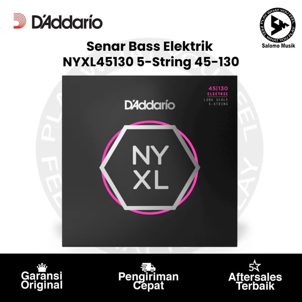 Senar Bass Elektrik D'Addario NYXL45130 NYXL 5-String Long Scale Regular Light 45-130 Original