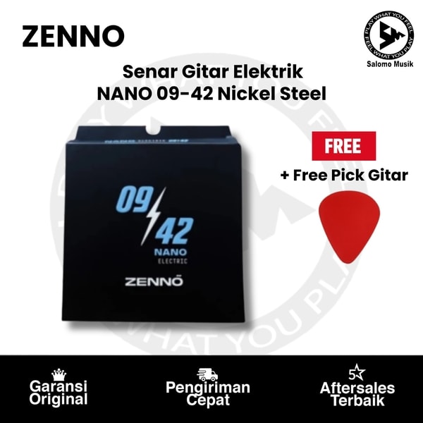 Senar Gitar Elektrik Zenno NANO 09-42 aNickel Steel + Free Pick Gitar