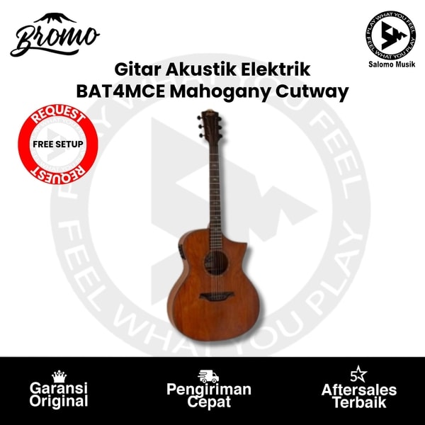 Gitar Akustik Elektrik Bromo BAT4MCE Mahogany Cutway + Free Setting