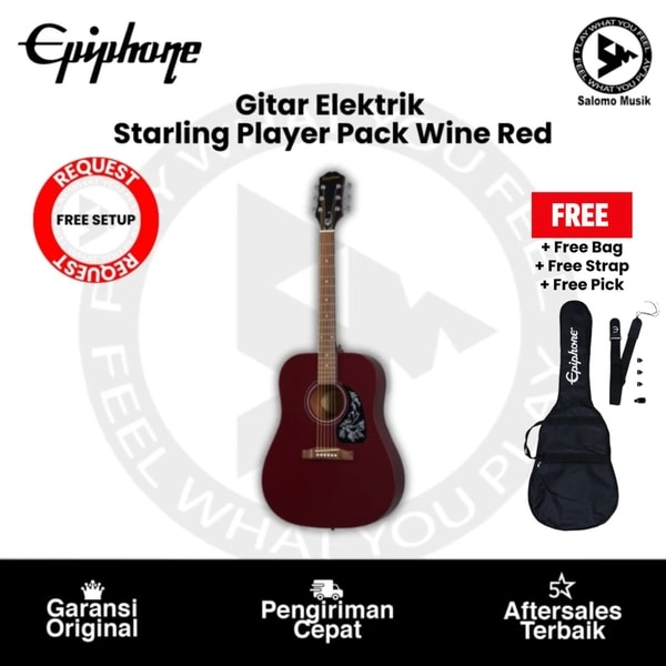 Gitar Akustik Epiphone Starling Player Pack Wine Red + Free Bag