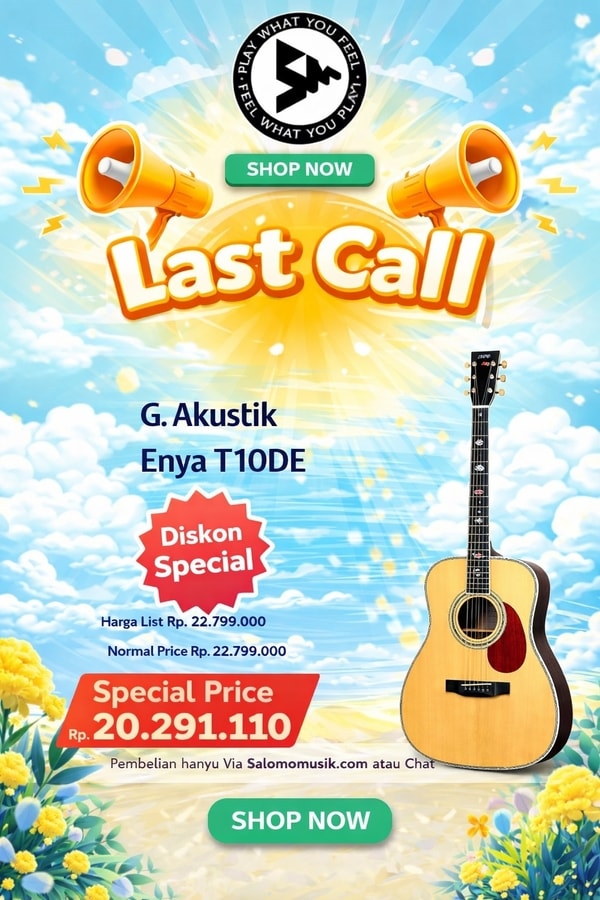 LAST CALL! Gitar Akustik Elektrik Enya T10DE Harga Spesial!