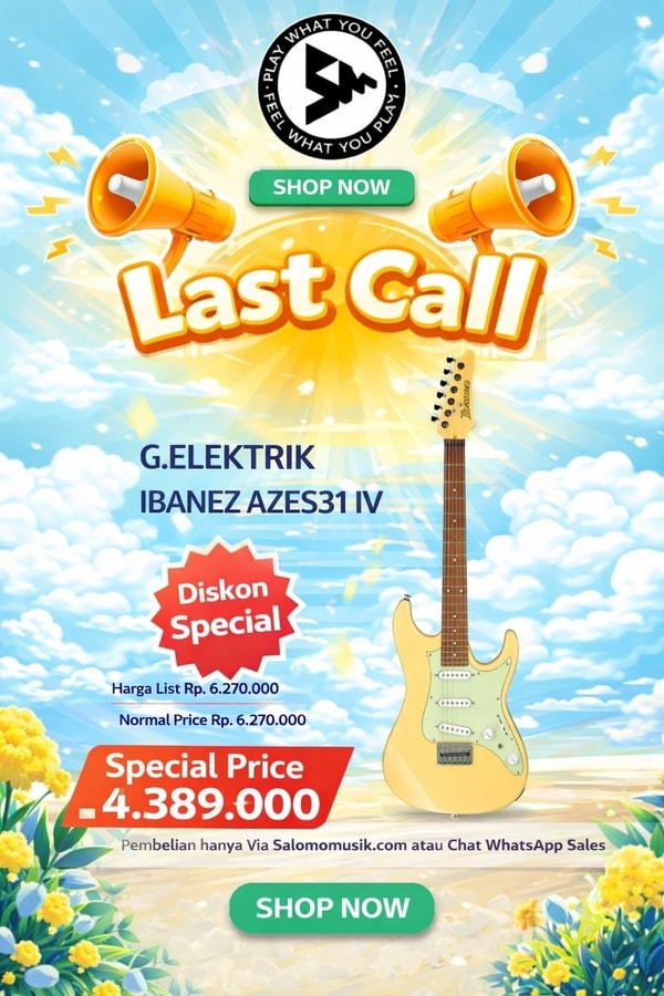 LAST CALL! Gitar Elektrik Ibanez AZES31-IV Ivory Harga Spesial!