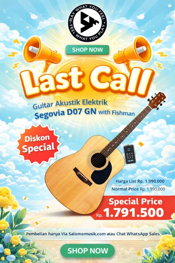 Gitar Akustik Elektrik Segovia D07 GN with Fishman Preamp