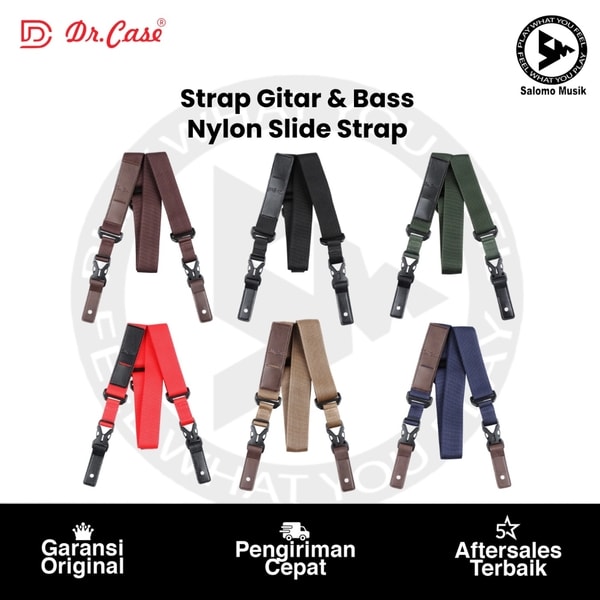 Strap Gitar & Bass Dr. Case Nylon Slide Strap Varian Warna Original