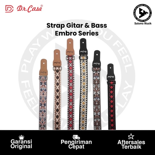 Strap Gitar & Bass Dr. Case Embro Series Varian Warna Original