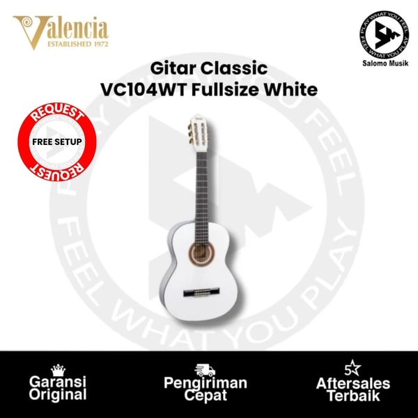 Gitar Klasik Valencia VC104WT Fullsize White Original