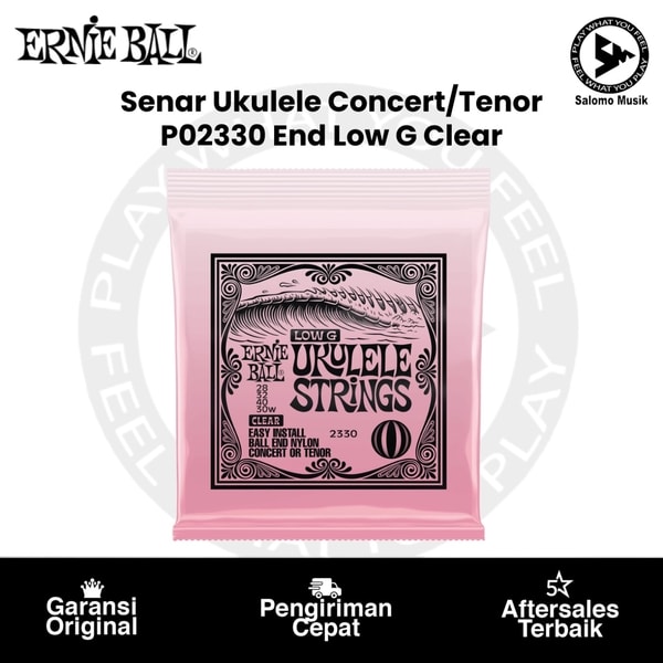 Senar Ukulele Ernie Ball P02330 Concert/Tenor Nylon Ball End Low G Ukulele Strings Clear