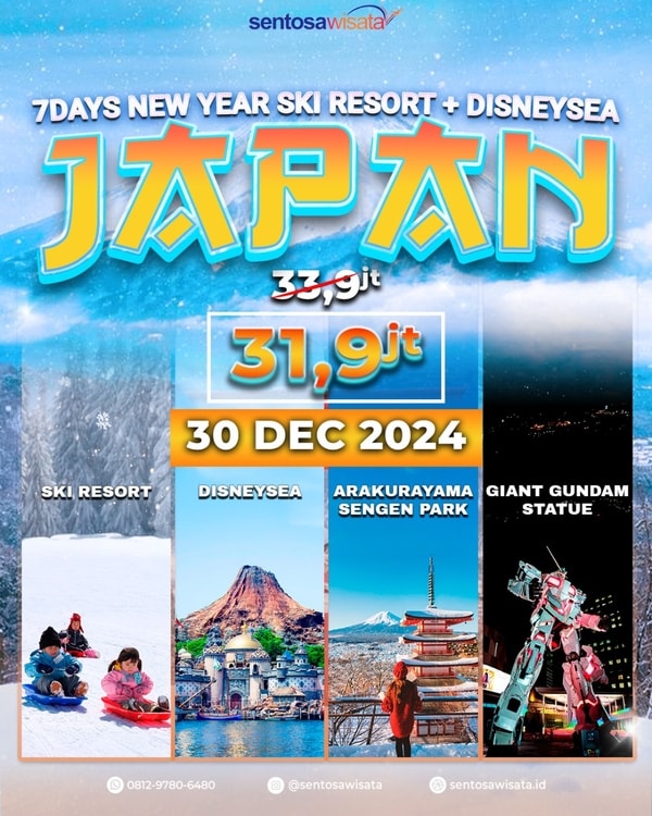 Paket Tour Jepang Yokohama Ski Resort + Disneysea Tahun Baru