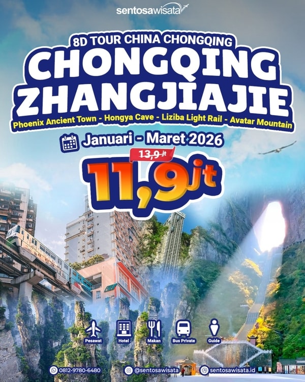 Tour china chongqing zhangjiajie murah