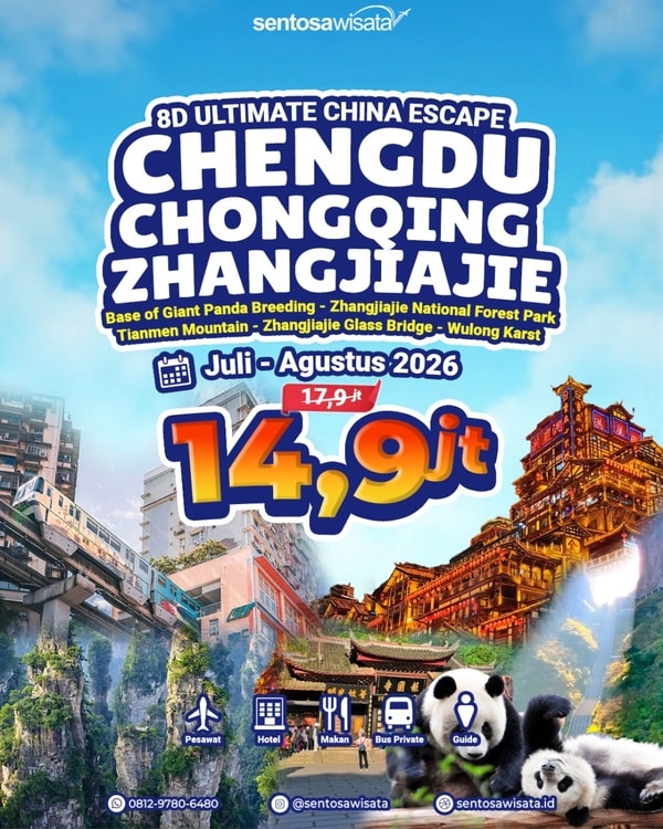 tour china lengkap chongqing zhangjiajie chengdu
