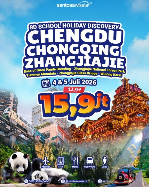 paket tour chongqing zhangjiajie chengdu wulong