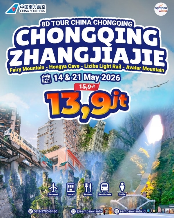 paket tour chongqing zhangjiajie murah