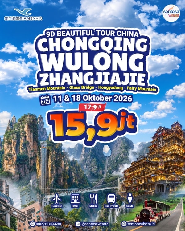 paket tour Chongqing Wulong zhangjiajie