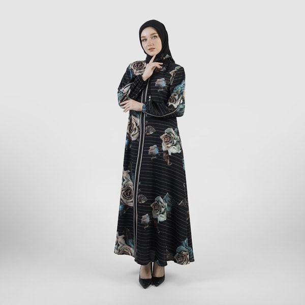 HIKMAT A1366 - Stripelle Rose Abaya