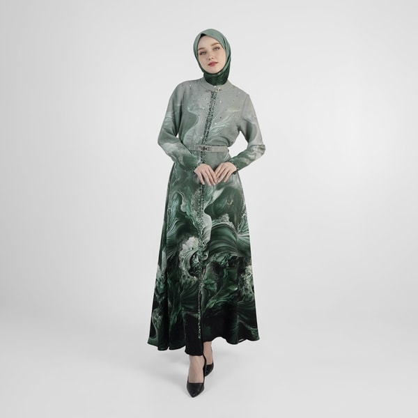 HIKMAT A1367 - Pelagic Aura Abaya