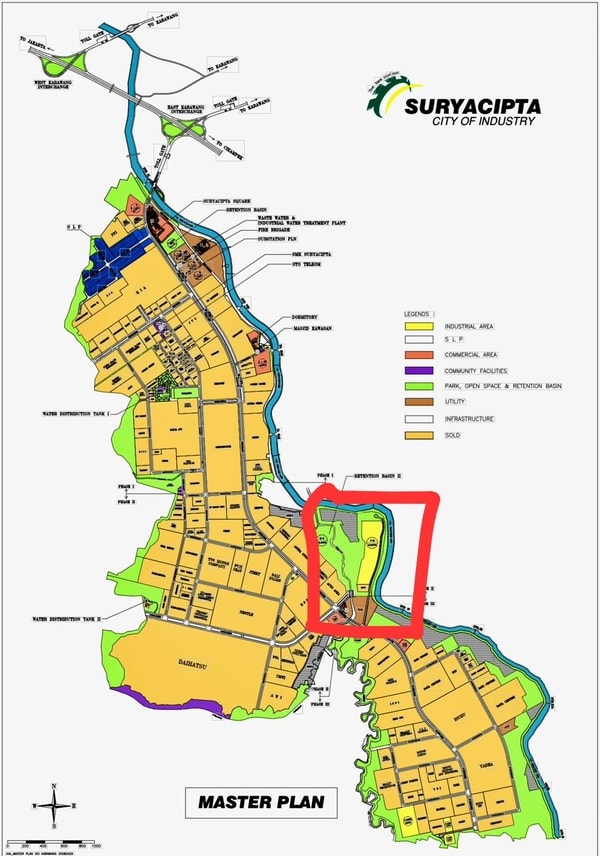 Jual Lahan Kavling Industri Kawasan Industri Surya Cipta Karawang Timur Luas 12Ha bisa Custom