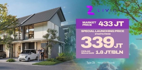 Rumah XYZ Livin Tipe Z6B Lippo Cikarang | 2 Lantai 1 Kamar Tidur 1.5 Kamar Mandi
