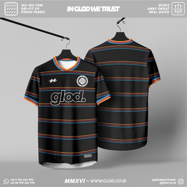 jersey futsal sepakbola custom printing GLOD warna hitam