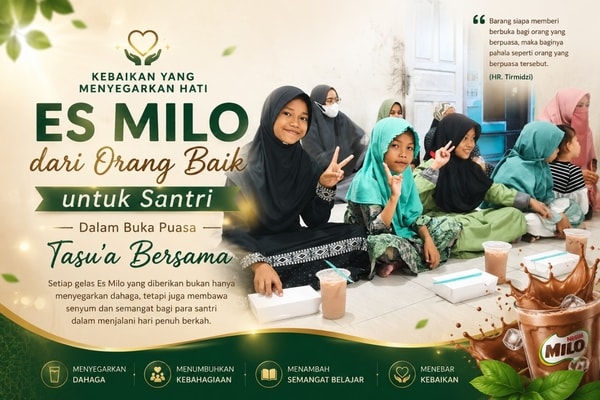 Seteguk Kebahagiaan! Donasi Es Milo untuk Santri Almarhamah