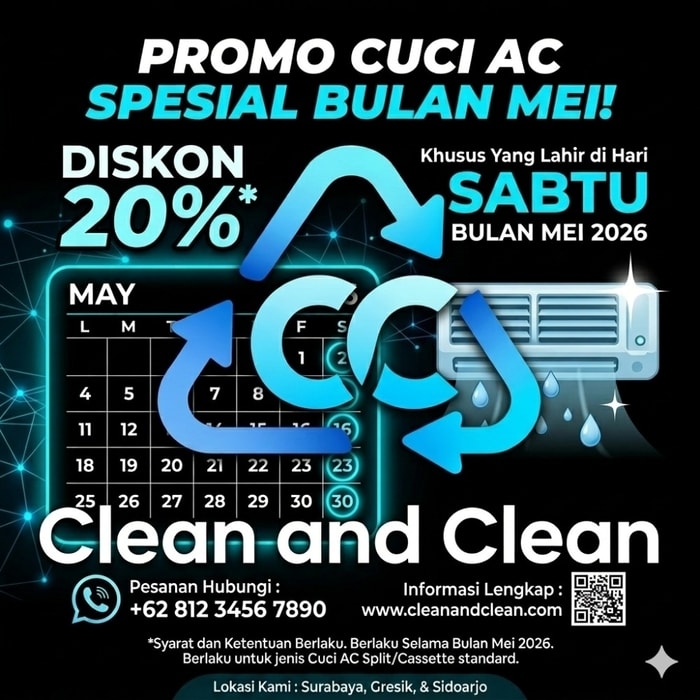 Kejutan Spesial Mei 2026: Diskon 20% Cuci AC Khusus "Generasi Sabtu"!